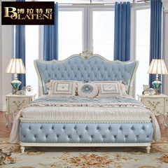 European style bed, solid wood bed, French double bed, leather bed 1.8 meters, master bedroom bed, marriage bed, princess bed, 1.5 meters package 1800mm*2000mm Picture color Frame structure