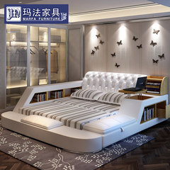 Leather leather leather bed bed bed double bed 1.8 meters modern minimalist storage bed bed tatami leather bed 1500mm*2000mm Color note Air pressure structure