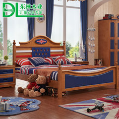 American boy child bed bed wood rubber wooden bed 1.2 meters 1.5 single bed bed young children room furniture 1500mm*2000mm Spareribs bed +20cm thick mattress + bedside table Without