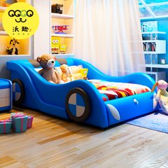 Children's bed, car leather bed, cartoon racing car, 1.5 meters, 1.2 meters, boy fashion, guardrail, furniture, personality room 1200mm*1900mm Green (bare bed) Without