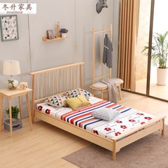 The Japanese wood wax Ash Wood Crib Bed original single bed 1.35m/1.2 meters 1200mm*1900mm Black walnut single bed Without