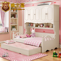 Korean children bed wardrobe bed multifunction Tuochuang solid wood bunk bed Cluster Storage Drawer Bed 1200mm*1900mm The wardrobe bed + mattress send Tuochuang {} belt