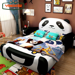 Cartoon panda children's bed, barrier, custom creative personality bed, girl boy car leather bed CBD 1200mm*1900mm Bed +10 cm mattress Without