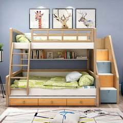 Children bed high and low bed, out bed, solid wood bed, mother daughter bed, multifunctional combination bed, simple Nordic boys and girls 1500mm*1900mm High-low bed + ladder cabinet More combinations