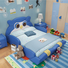 Children's bed guardrail, leather boy and girl cartoon, 1.2 meters 1.5 meters, princess bed for children, double bed for children 1200mm*1900mm Bare bed +10 cm coconut coir mattress Without
