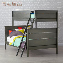 Simple American country all solid wood on bed mother bed double bed elevated bed height bed children's bed can be customized 1000mm*1900mm Wiping varnish Only high and low beds