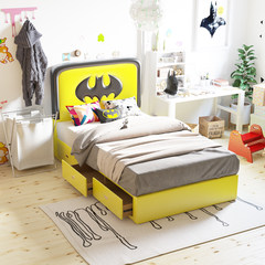 1.2m bed for boys, 1.5 meters for teenagers, a drawer for pneumatic leather, a Batman bed for a single bed 1200mm*1900mm Yellow (M908# three drawer + pneumatic box type) belt