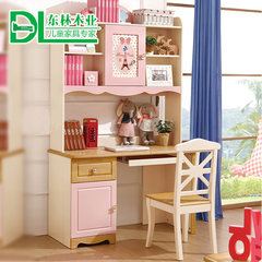 Children learn desk, desk, bookcase, combination of solid wood Corner desk, home princess, pink girl, desk bookshelf Girl's right angle desk without chair
