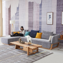 The linen cloth sofa detachable self-contained living room combination furniture modern minimalist corner L type cloth sofa A double armrest unit gray