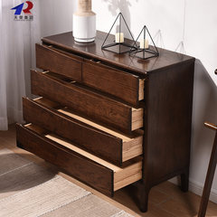 Tianrong Japanese wooden drawers drawers bedroom furniture lockers Nordic oak walnut Ready Log color eight bucket cabinet