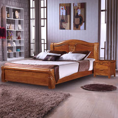 Elm wood double bed full of heavy carved modern marriage bed old elm in modern Chinese bedroom furniture 1500mm*2000mm Ordinary high box bed Frame structure