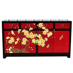 The modern classical furniture of Chinese ink bucket partition drawer side cabinet / cabinet / entrance / equipment sideboard A196 Black orchid flower Double door