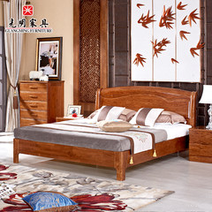 Bright furniture, bedroom, solid wood furniture, ash wood, all solid wood bed, 1.8 meters double bed, modern Chinese furniture bed 1800mm*2000mm Empty bed Other structures
