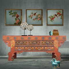 For the case of a new classical Chinese furniture decoration altar painting old Tibetan pine carved board table Ready Figure