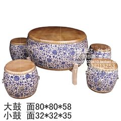 The Chinese garden antique furniture, green printing drum stool coffee tea table table tg063-2 Ready Four a snare drum feeding bracket ~ suit