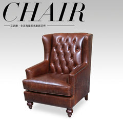 American country tiger leather chair imported oil wax European retro single sofa chair 437g living room Other Italy imported heavy oil wax skin change leather