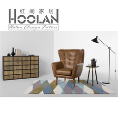 Nordic simple oil wax leather single sofa, modern creative coffee chair, tiger chair, office leisure chair Single Head layer cowhide skin (optional color)