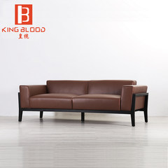 Nordic solid wood import leather sofa, simple modern small apartment, living room reception three people, leather art sofa combination Other Color as graph (custom color contact customer service)