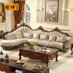 European leather corner sofa 123 combination of simple solid wood carving, size apartment, living room corner leather sofa combination 3D deep carved head layer cowhide: 1+ Zuo GUI +3