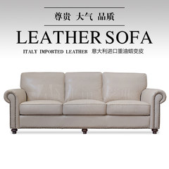 American leather sofa leather oil wax milk white leather three European style of the ancient 410C living room Other Imported leather half skin