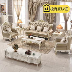 European style leather sofa villa, high-grade new classical luxury luxury wood carving sofa, head layer cowhide 123 combinations Single Top layer leather