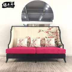 The new Chinese peach sofa three card of the sofa beauty salon and Spa Club Sales Office Furniture Customization Three people Sofa for three people