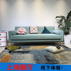 Nordic cloth sofa, modern minimalist latex, Japanese small apartment designer, fresh literature and art three person corner Pedal 60*50cm Gray blue