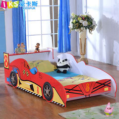 Children's bed, boy, girl, Prince bed, 0.9 meters, 1.2 meter guardrail, modern minimalist creative bedroom, sports car bed 900mm*1900mm Blue (without mattress) belt