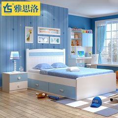 Children's bed boy Prince 1.2 meters 1.5 single bed European style adult children bed furniture suite suite boutique 1200mm*1900mm Simple bed + mattress belt