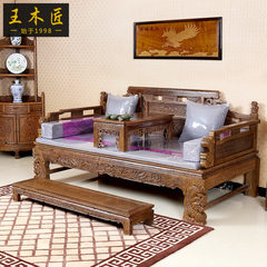 The African Wooden arhat bed three pieces of wood single bed classical Chinese rosewood antique furniture of Ming and Qing Dynasties Three sets of bed with an ocean bed Below 1.2 meters