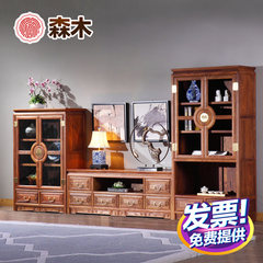 Rosewood rosewood wood TV cabinet cabinet simple Chinese cabinet StorWall living room cabinet three combination furniture set Ready Three combination tangla log color TV cabinet