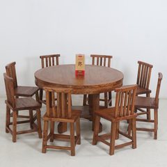 Solid wood dining table, Chinese restaurant, retro table and chair combination, log round table and table chair, pure solid wood furniture Seven thousand and eight hundred