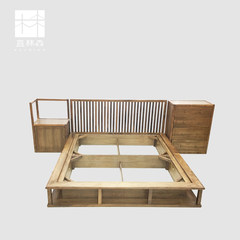 The new Chinese double room bedroom furniture antique wooden bed Zen bed and breakfast in bed custom Other Bedside cabinet Frame structure