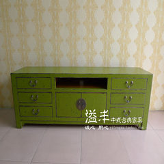 The new Chinese antique furniture solid wood old vintage TV cabinet apple green side cabinet floor cabinet cabinet customized Ready 140X40X60