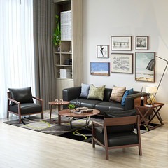 Nordic leather sofa, simple modern small apartment, three people leather art sofa combination, Korean creative simple beauty sofa combination Three person 230*85*68