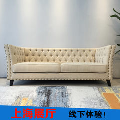 American fabric pulled three sofa living room after the modern Nordic Cotton Club Chesterfield sofa spot 1+2+3 gray