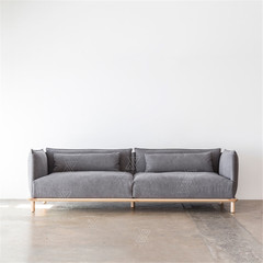 Pole Nordic home small apartment, living room solid wood three people cloth sofa, American style Japanese leisure down cloth sofa Three people Gray customized 60 days shipment