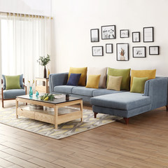 布艺沙发组合北欧小户型休闲沙发客厅简约现代时尚转角老虎凳拆洗 单人双扶手位 灰色