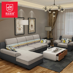 Three disposable living room sofa sofa combination modern minimalist washable large-sized apartment corner sofa. Double position + unit + royal position + double handrail unit Light grey