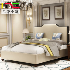 American style leather bed European style simple modern 1.8 meters 1.5 double PC-903 solid wood high box storage soft lying in bed 1200mm*2000mm Super fiber skin + bedside cabinet *2 Frame structure