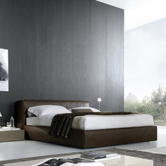 In modern minimalist Mu leather bed head layer cowhide double 1.8 m 1.5 bedroom leather bed storage bed 1500mm*2000mm Leather [bed box] spot 7 days delivery Frame structure