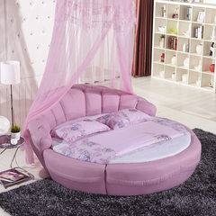 Modern minimalist leather leather bed bed bed round wealthy wedding bed soft romantic fashion Princess double round bed Other gules Frame structure