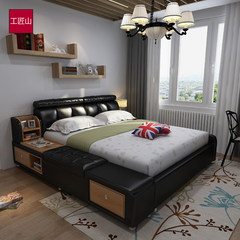 Spot leather bed tatami double storage bed modern minimalist leather soft bed bed large-sized apartment 1.8 meters square 1500mm*2000mm Artificial leather (including tatami) Frame structure