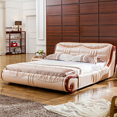 Leather bed 1.8 meters soft leather fashion wedding bed 2 meters double bed 1500mm*2000mm Pearlescent skin Frame structure