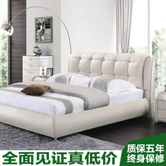 Leather bed, small apartment, leather bed, leather art bed, storage bed, 1.8 meters, 1.2 meters, 2.2 meters, modern simple double bed 1200mm*1900mm Three drawer leather bed Box frame structure