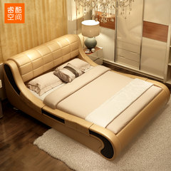 Rui cool space leather bed large-sized apartment 1.8 meters high leather bed tatami bed box storage bed modern minimalist 1500mm*2000mm [pearl white] bed + standard mattress Air pressure structure