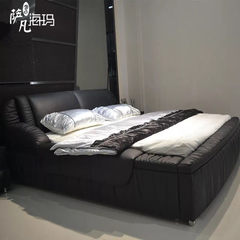 Mail factory direct fashion leather bed, imported breathable hole, leather bed double bed, high-end leather art bed, marriage bed 1500mm*2000mm Black breathable leather bed Other