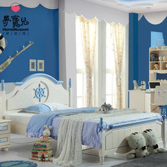 Children bed boy single bed, 1.5 meters European style Prince bed, solid wood bed, youth bedroom furniture combination 1.2 1500mm*2000mm Skeleton bed Without