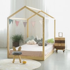 Children's gift wooden house, children's bed room, North white wax wood all solid wood children's room, mail home 1200mm*1900mm Goods in stock Without