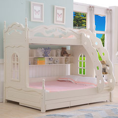Korean children bed solid wood bunk bed cluster level level Tuochuang powder male girl double bed up and down guardrail 1500mm*2000mm A08 children's bed (excluding Tuochuang and ladder cabinet) belt